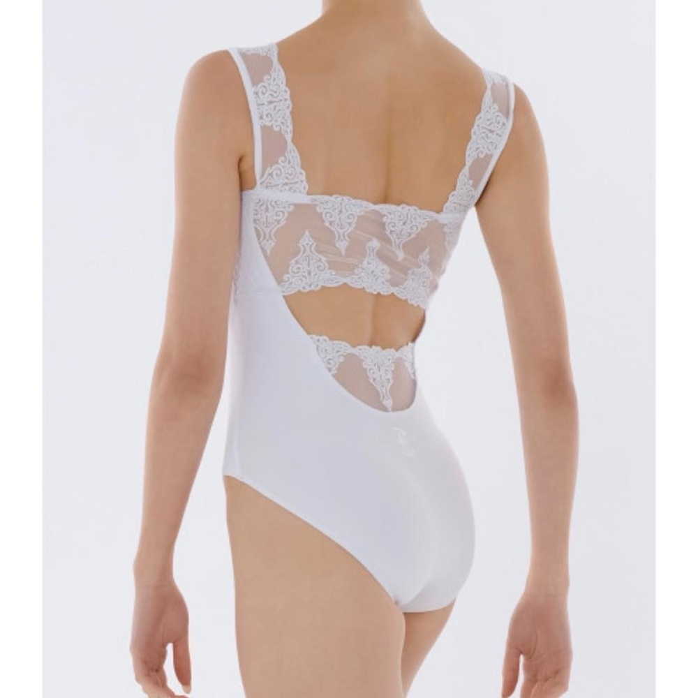 White Lace Back Leotard - Picture 1 of 4